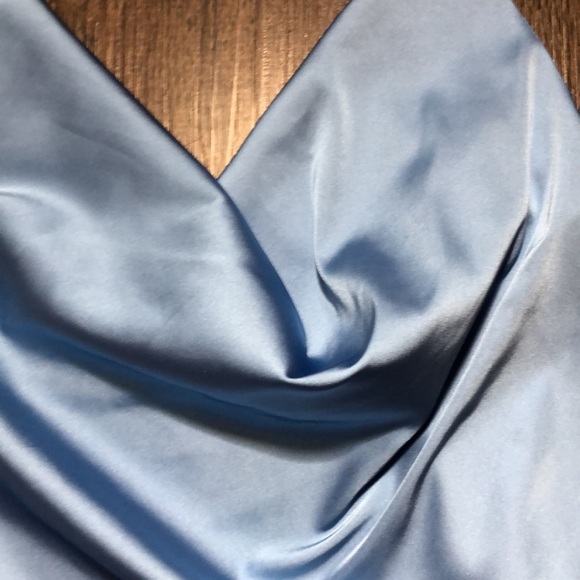 Baby Blue Satin Ruched Top - Picture 13 of 17